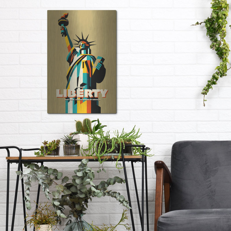 «The Statue Of Liberty» par Andreas Magnusson, art mural en métal, H 16 po x l 12 po