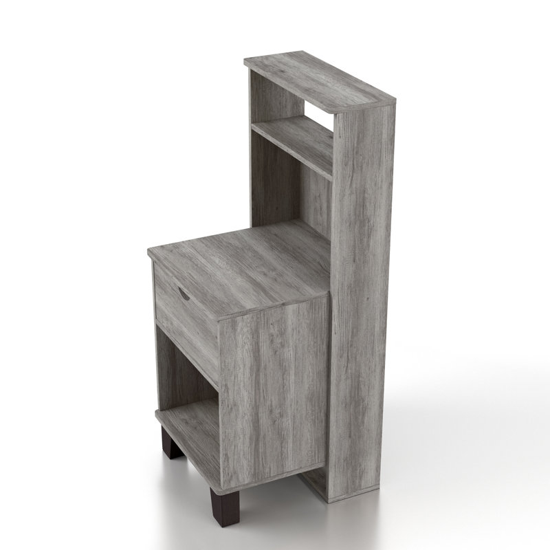 Table de chevet avec rangement Hibaaq, Gris