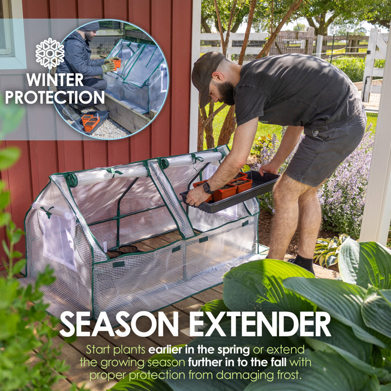 Garden Elements Metal Frame, Plastic Covered Tunnel Greenhouse, White, Mini, 47”
