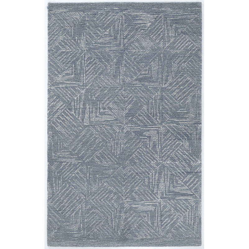 Shale Hand Tufted Area Rug in Denim, Rectangle 5' x 8'