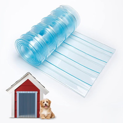 4.9ft x 9.8in Dog House Replacement Door Flap, Transparent Vinyl Pet Door Strip, Easy to Cut & Install for Dogs Cats