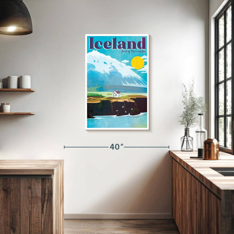 Affiche rétro Islande, H 36 po x l 24 po