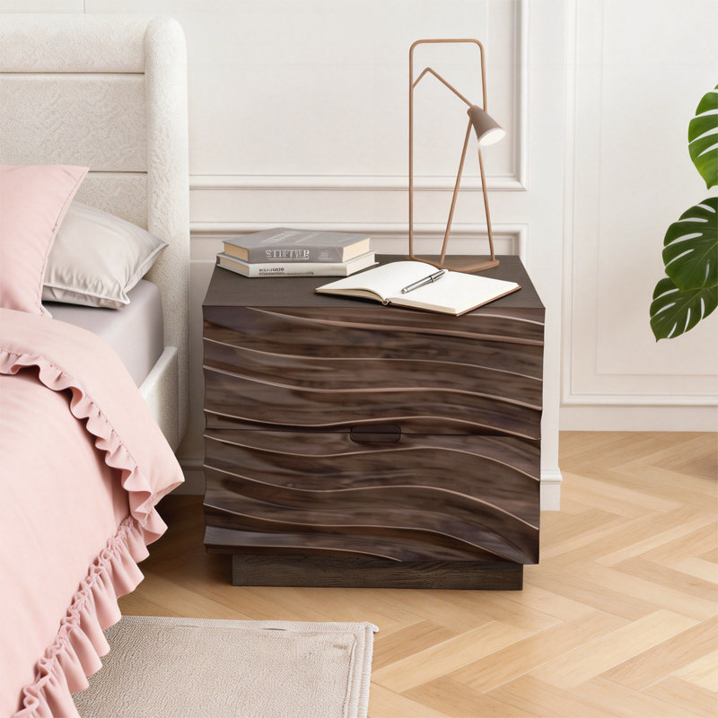 Tables de chevet en bois massif, Brun, Individuel