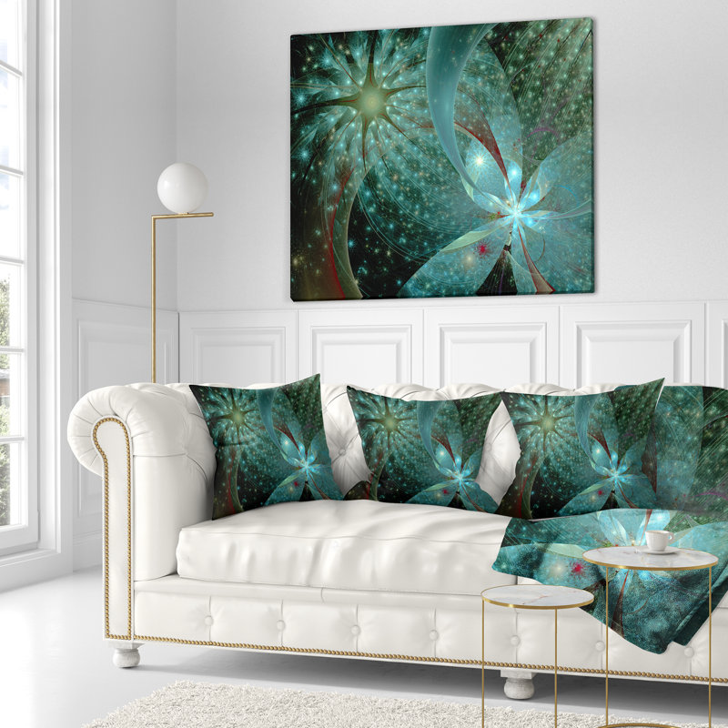 Coussin floral à fleur symétrique floral, 16 po x 1 po, Coussin décoratif