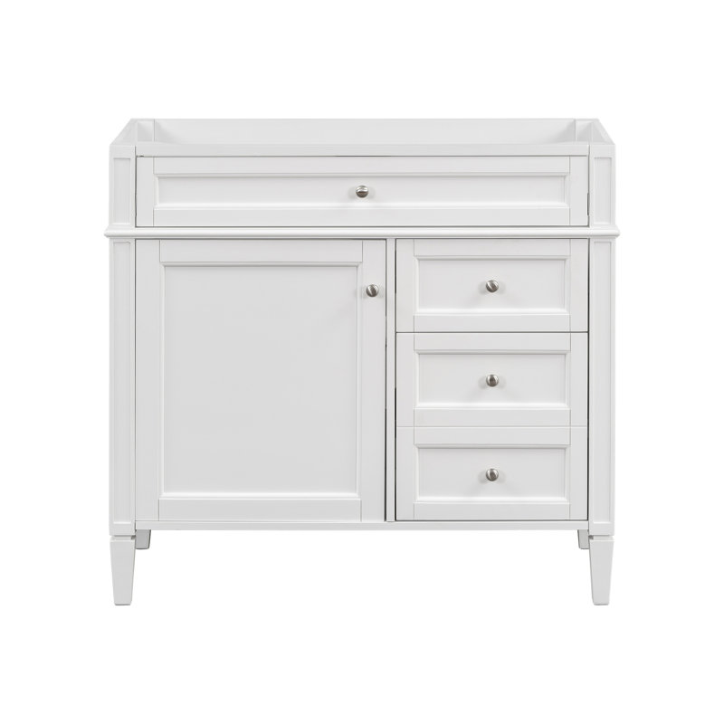 Meuble-lavabo de salle de bain 36 po, en bois massif. 2 tiroirs et tiroir rabattable. Aspect moderne, blanc, pour armoire de rangement de 36 po, apparence, correspond au décor
