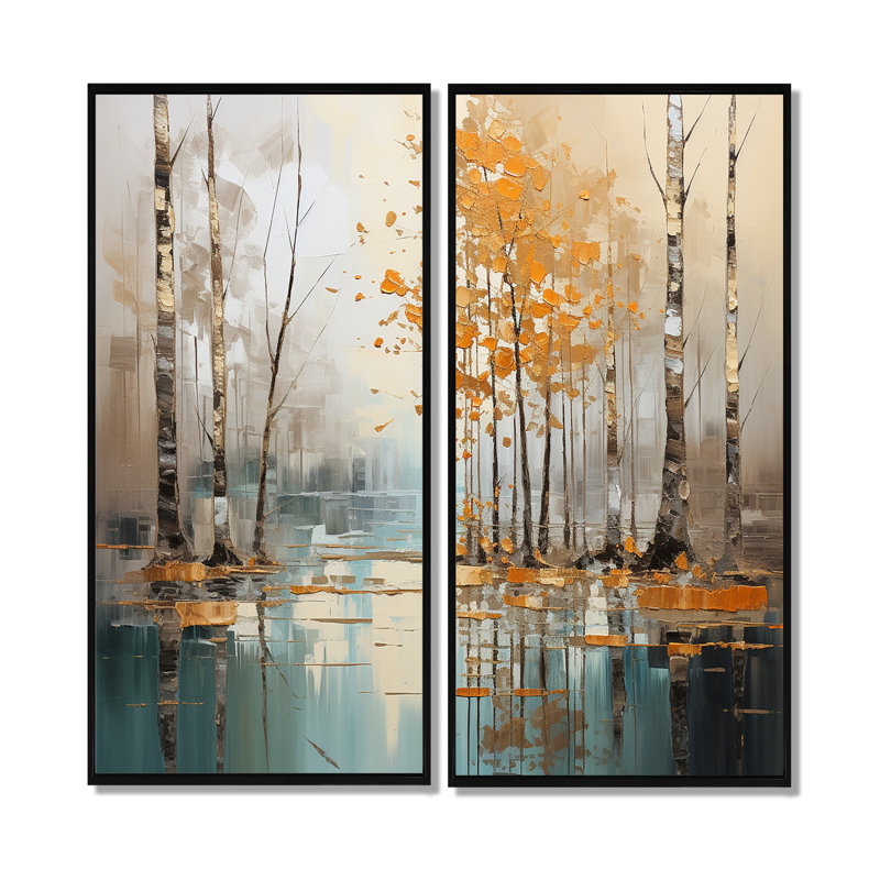 Haldane - Large Tree Birch Canvas Prints, 20" H x 24" W, Black, Floater Framed Print
