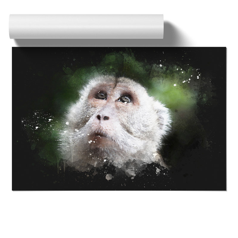 Macaque Monkey Paint Splash - Frameless Print, 59cm H x 84cm W x 0.1cm D