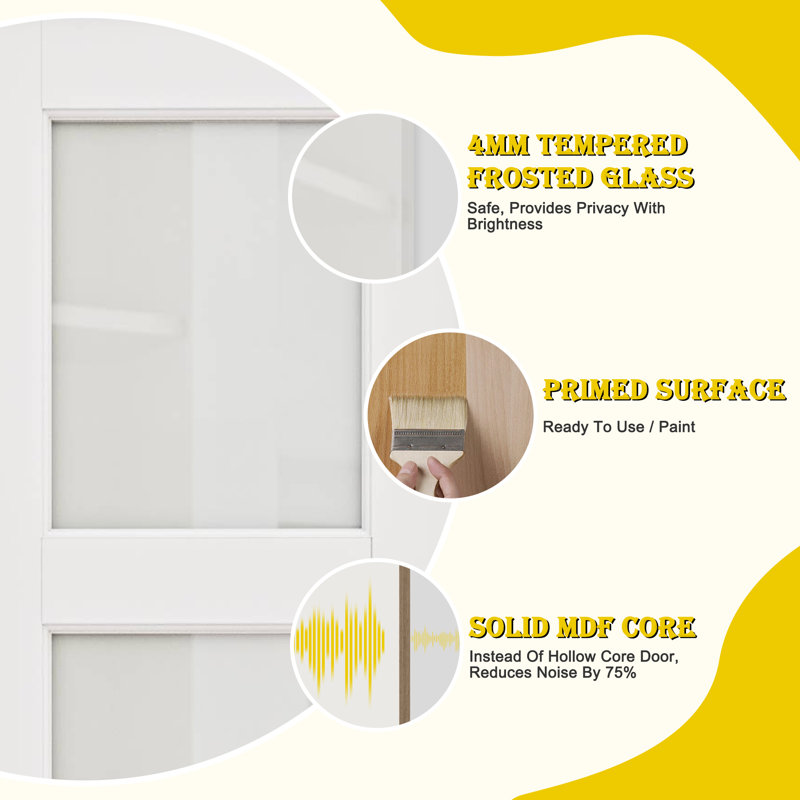 Glass Frosted Pocket Door with Hardware Kit and Door Frame, 24"  x 80" 