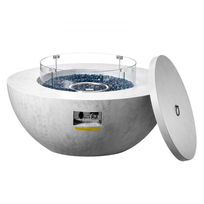 Propane Fire Pit Outdoor Concrete Gas Fire Pit 39 in Tabletop 50000 BTU