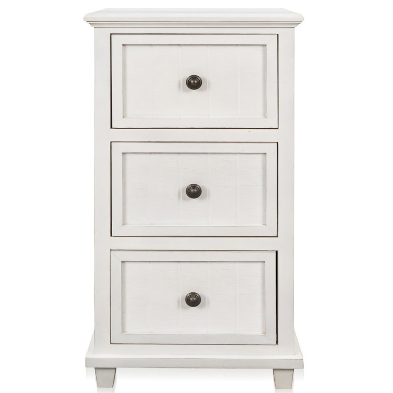 Table de bout à 3 tiroirs avec rangement Aniakudo, Blanc