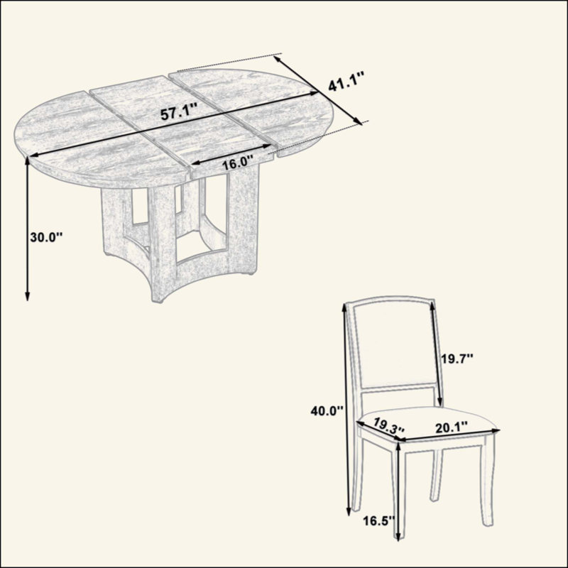 Ensemble de table de salle à manger à rallonge Farmhouse, Naturel