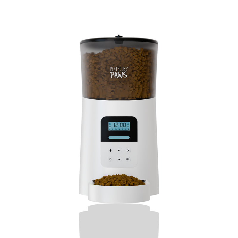 Penthouse Paws® Smart Automatic Dog Feeder with LCD screen– 6L Capacity, App-Controlled, Voice Recorder, Anti-Jam, Battery Backup