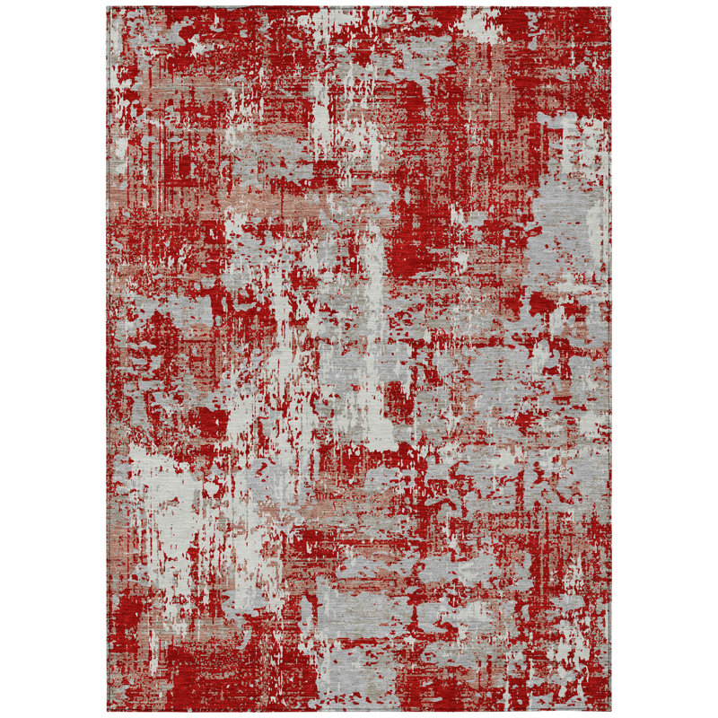 Caelan Red Washable Indoor-Outdoor Rug - , 10' x 14'