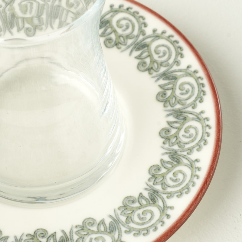 Indian Tea Glass Set With Saucers (6-Piece)