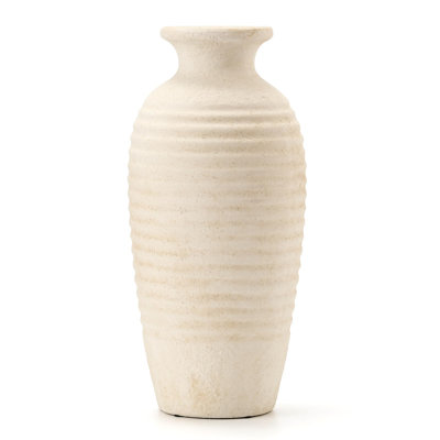 Ceramic Natural Rustic Vase, Large Vintage Flower Vase, 14.4 Inch Threaded Decorative Vase, Farmhouse Tall Vase