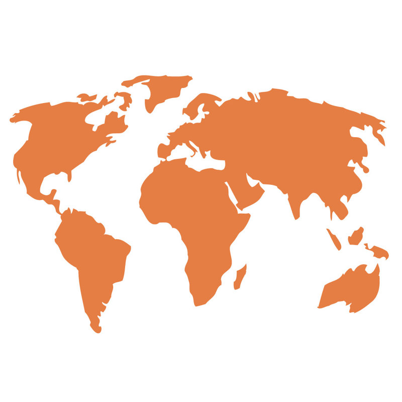 Décalcomanie murale carte du monde, H 22 po x l 32 po x P 0,01 po, Kaki
