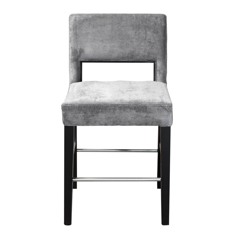 Heldt Upholstered Counter Stool with Solid Wood Frame, Ravena Steel