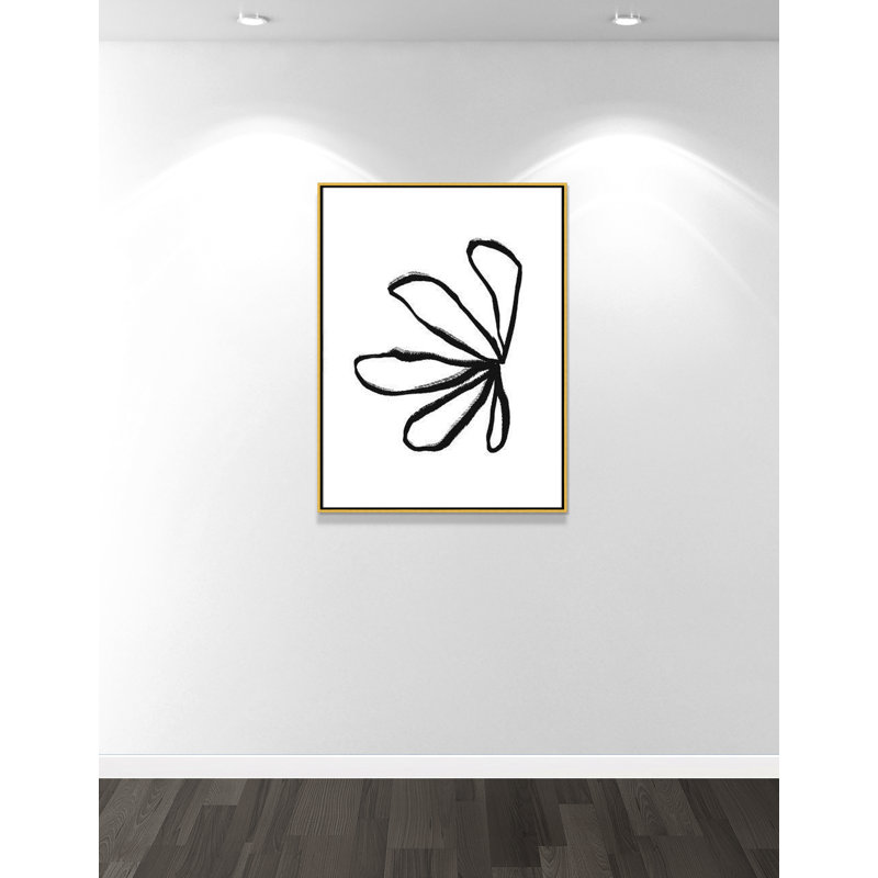 Collection de dessins au trait, pétales encadrés sur toile, H 41,5 po x l 31,5 po x P 2 po, Or