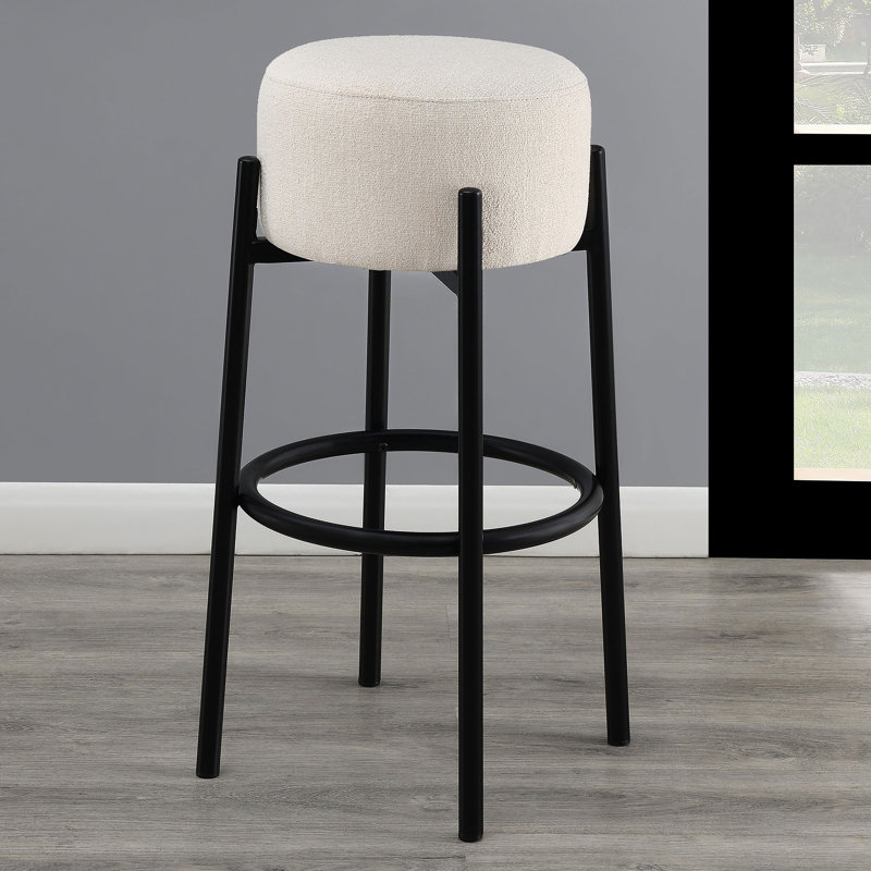  Leonard Upholstered Backless Bar Stool White (Set of 2)