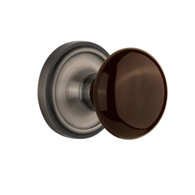 Classic Rosette with Brown Porcelain Door Knob