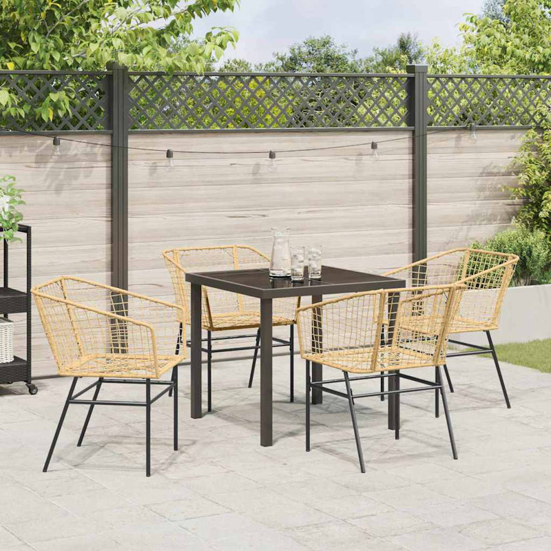 4 - Person Patio Dining Set with, Brown, 73cm H x 80cm W x 73cm D