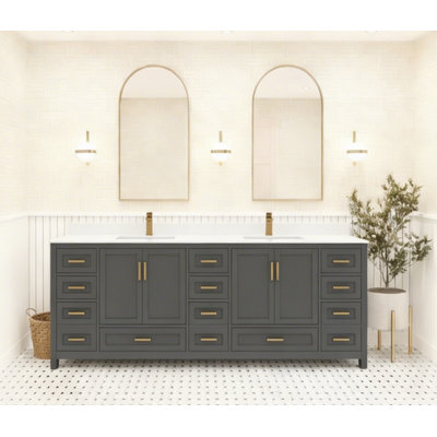 Rutherford 84 In. Bath Vanity Cabinet With Top In Charcoal Grey Assembled