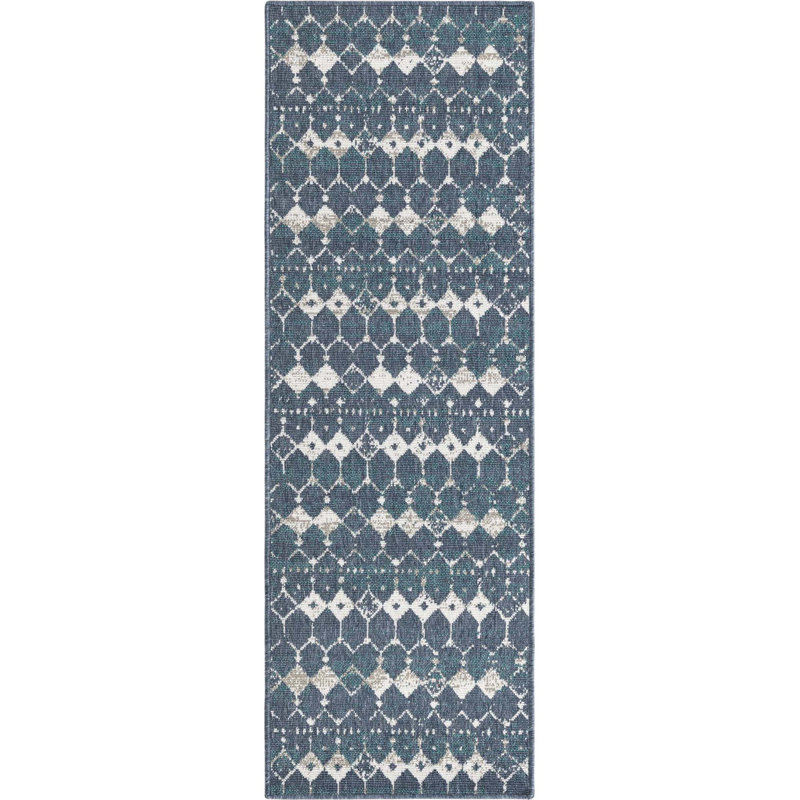Geometric Indoor / Outdoor Rug, Runner 2' x 6'