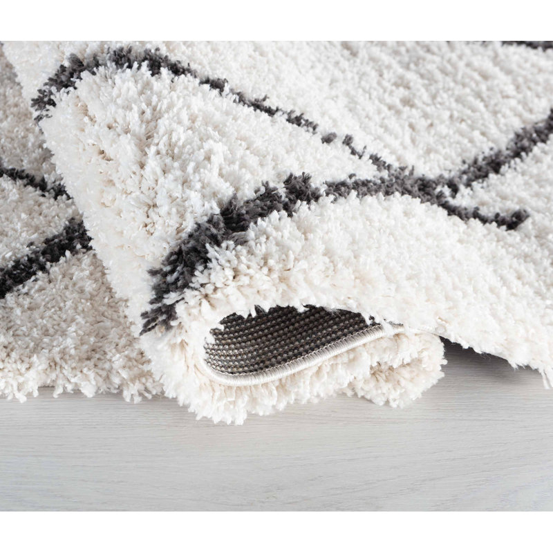 Tevis Geometric Shag Area Rug, Rectangle 80 x 150cm