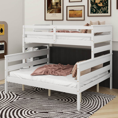 Wood Twin XL Over Queen Bunk Bed With Ladder