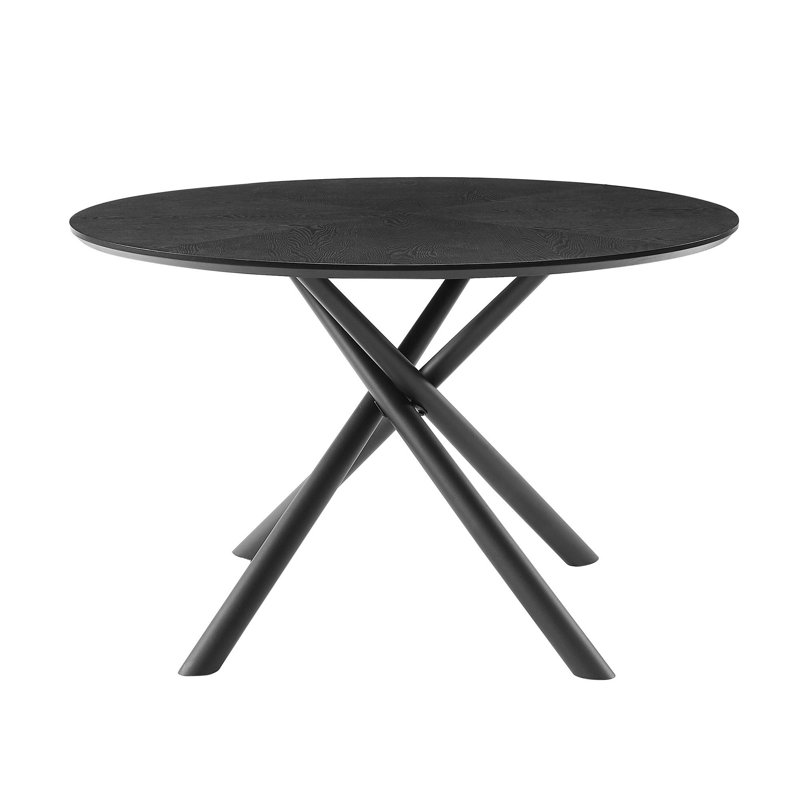 Ellierose Round Metal Base Dining Table, Walnut, 47.25" W x 47.25" L