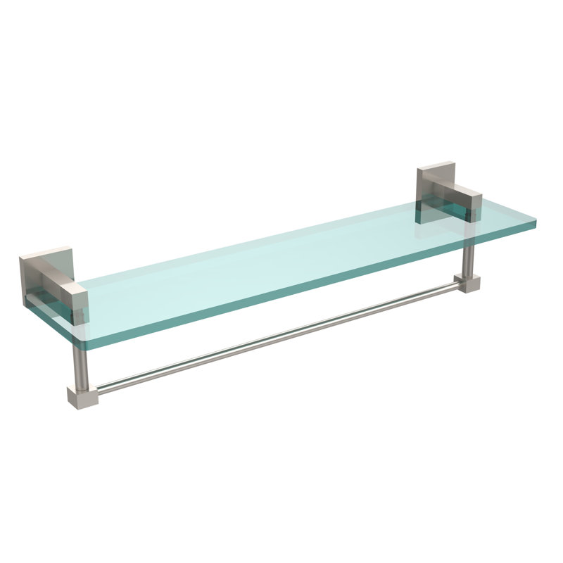 Haranu Bracket Shelf with Towel Bar, Satin Nickel, 22 Inch