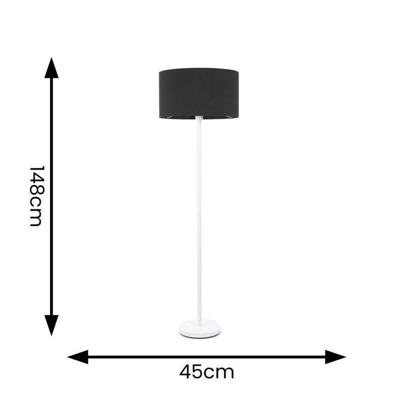 Romeir 148cm Matte Traditional Floor Lamp, Black, No