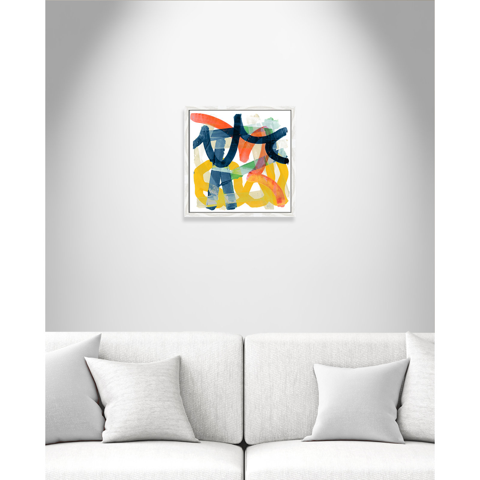 Shuffling by Cartissi - Picture Frame Painting, White Framed, 17" H x 17" W x 0.75" D