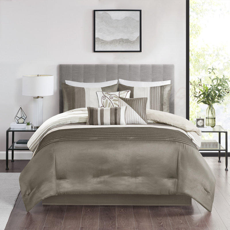 Full Natural Microfiber Reversible 7-Piece Comforter Set