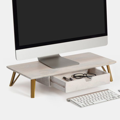 Lameek Wood Monitor Stand With Drawer