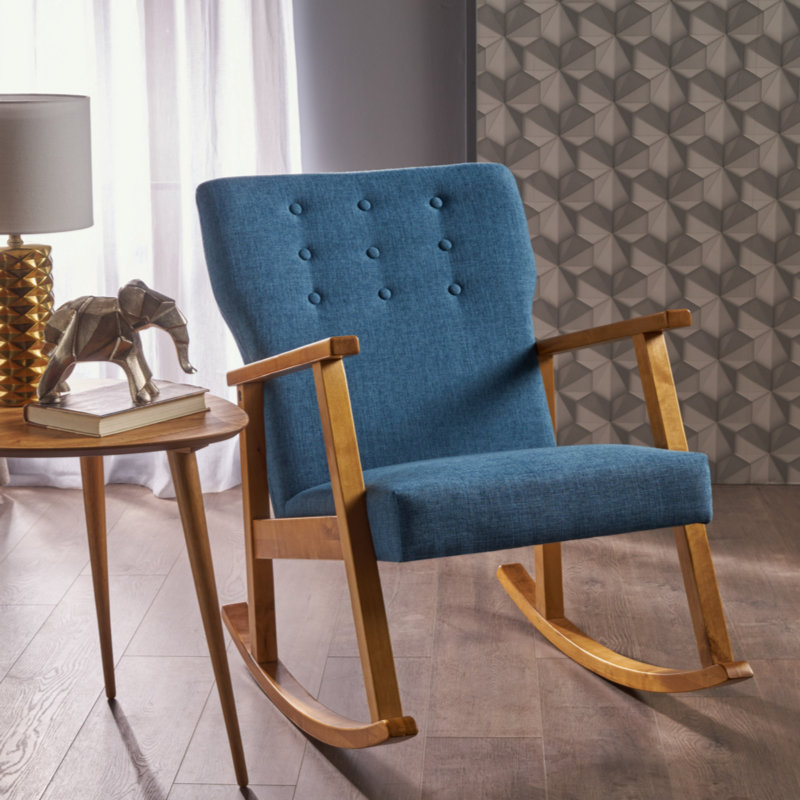 Chaise berçante rembourrée en tissu, Bleu