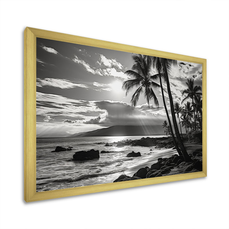Maui Beautiful Cityscape Black III sur toile, H 30 po x l 40 po x P 1,5 po, Encadrement doré