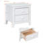 Table de chevet 2 tiroirs pour chambre à coucher, table de chevet rétro Mid-Century avec design classique, blanc