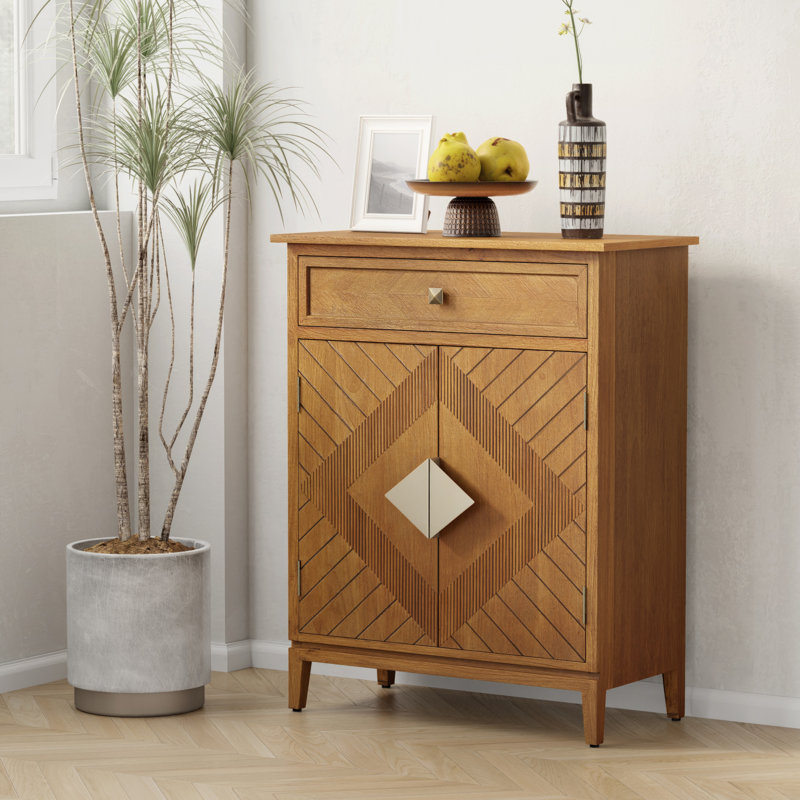 Earie Farmhouse Storage Cabinet  With 2-Door And 1 Drawer