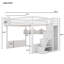Grand lit mezzanine en bois avec escalier, garde-robe, tablettes de rangement, espace sous le lit, blanc-1148426149