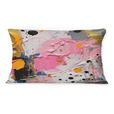 Coussin décoratif imprimé géométrique rose et gris I