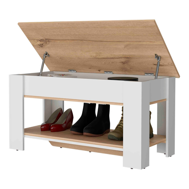Daffodil Bench, Liftable Top And Lower Panel, White