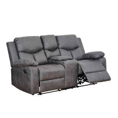 Bianchini 70"W Oversized Modern Manual Leather-air 2-People Reclining Loveseat, Console With Cupholders, Pillow Top Sofa Arm, Double Reclinning Loveseat