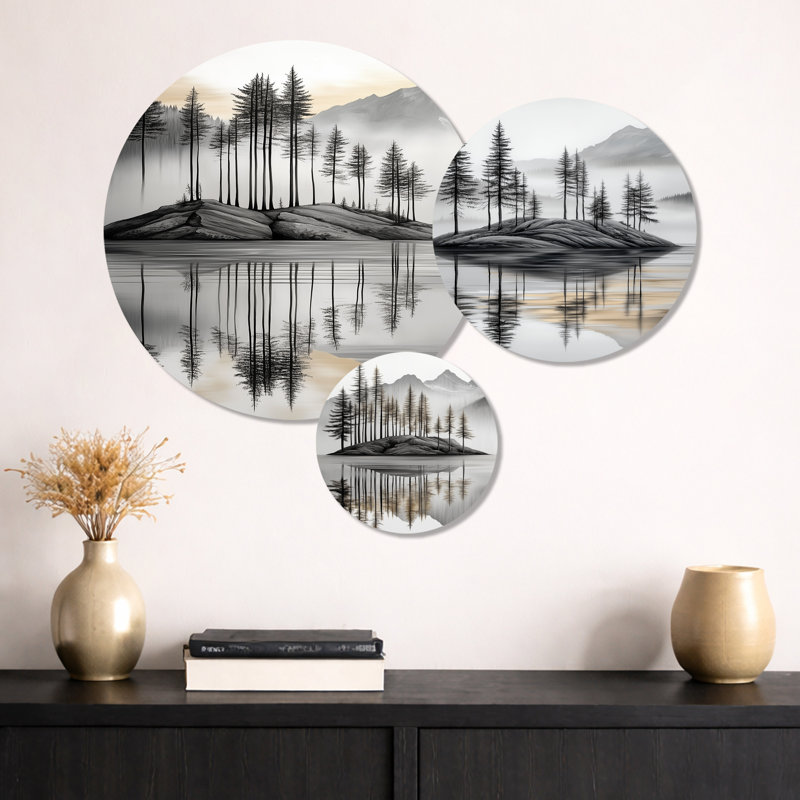 Décoration murale 3 pièces Elegant Forest Island View I - Paysage