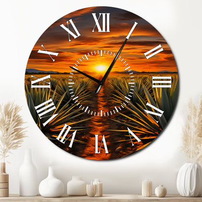 Horloge murale orange et verte mexicaine Téquila Sunrise - Farmhouse