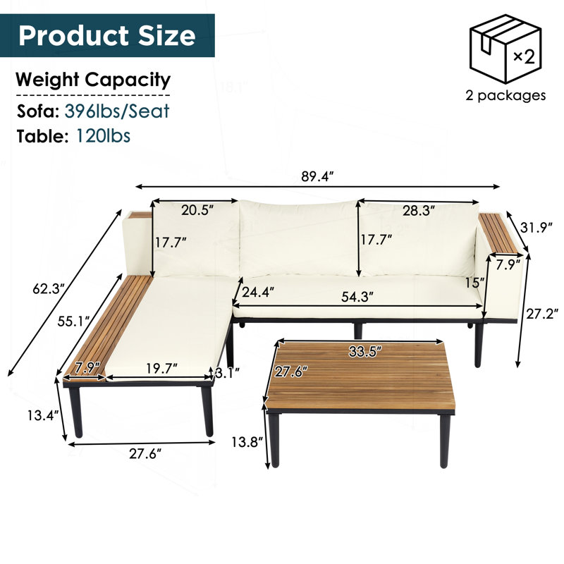 Canapé modulaire d'extérieur pour la cour, Beige