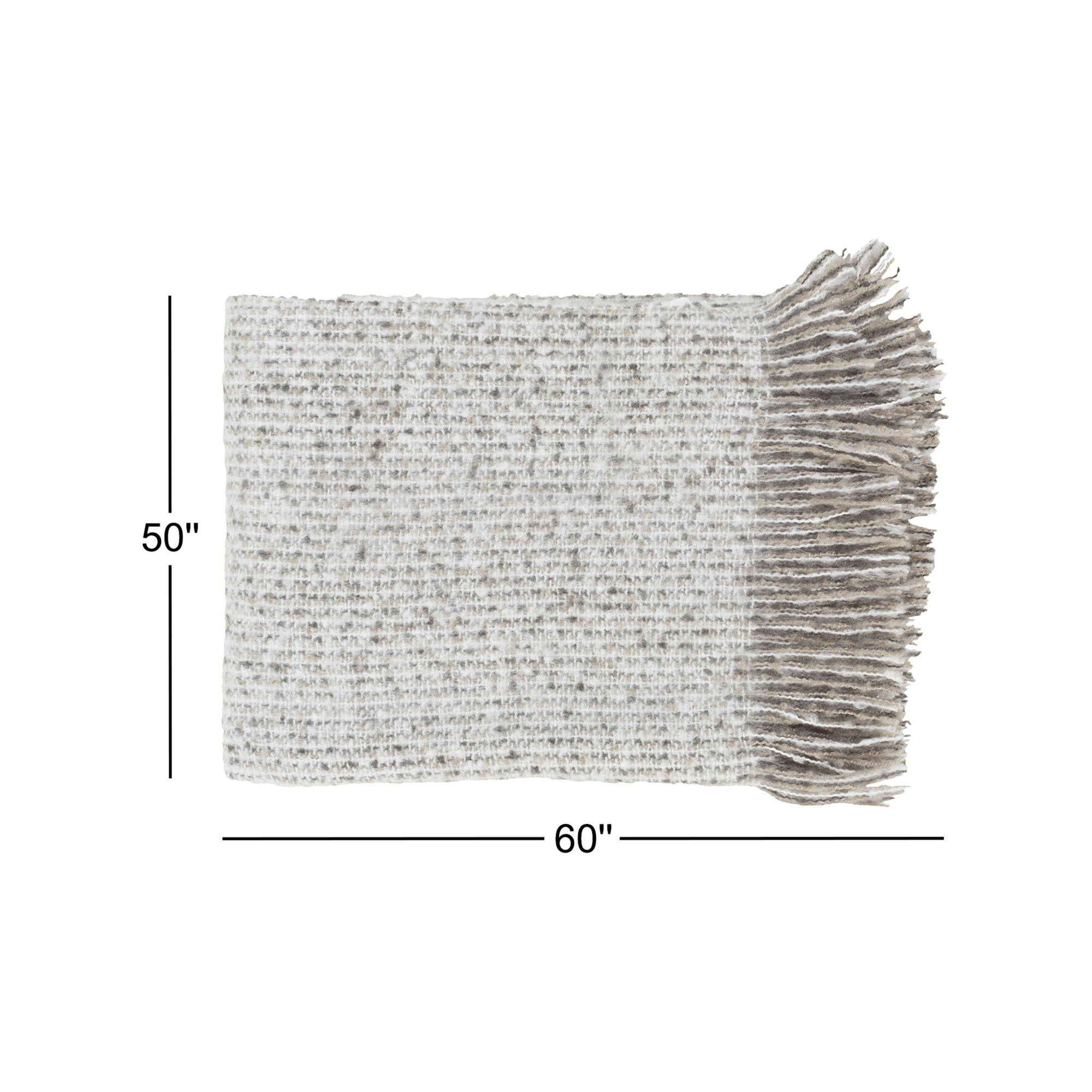 Luma Acrylic Hand Woven Throw Blanket, Taupe/White/Charcoal