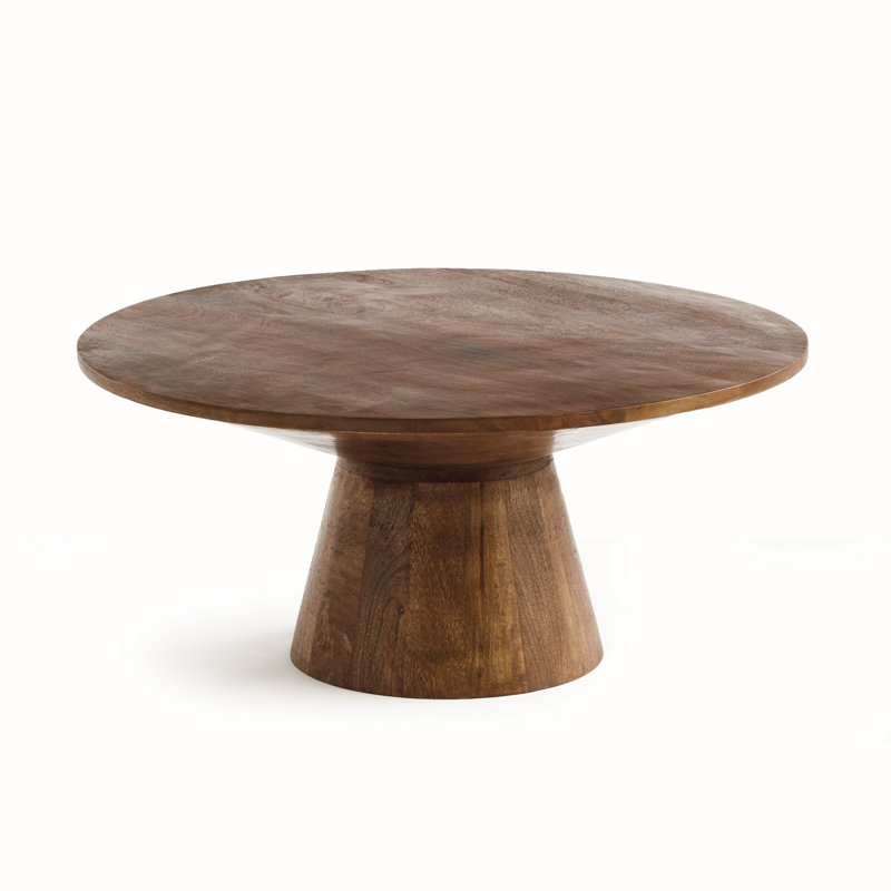 Clayton Solid Wood Top Single Coffee Table, Brown