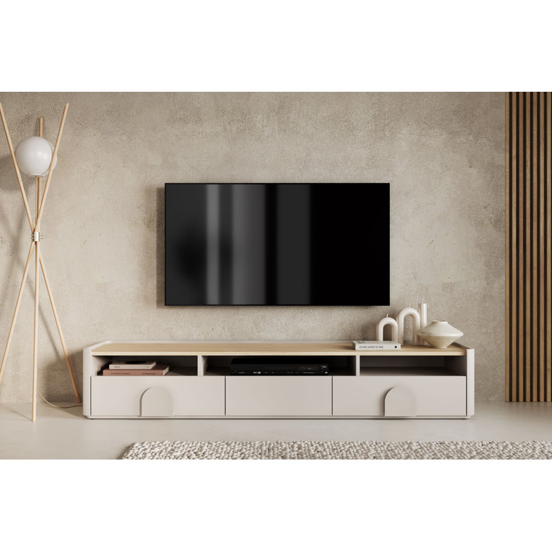 Sadeen TV Stand for TVs up to 77", Beige/Oak