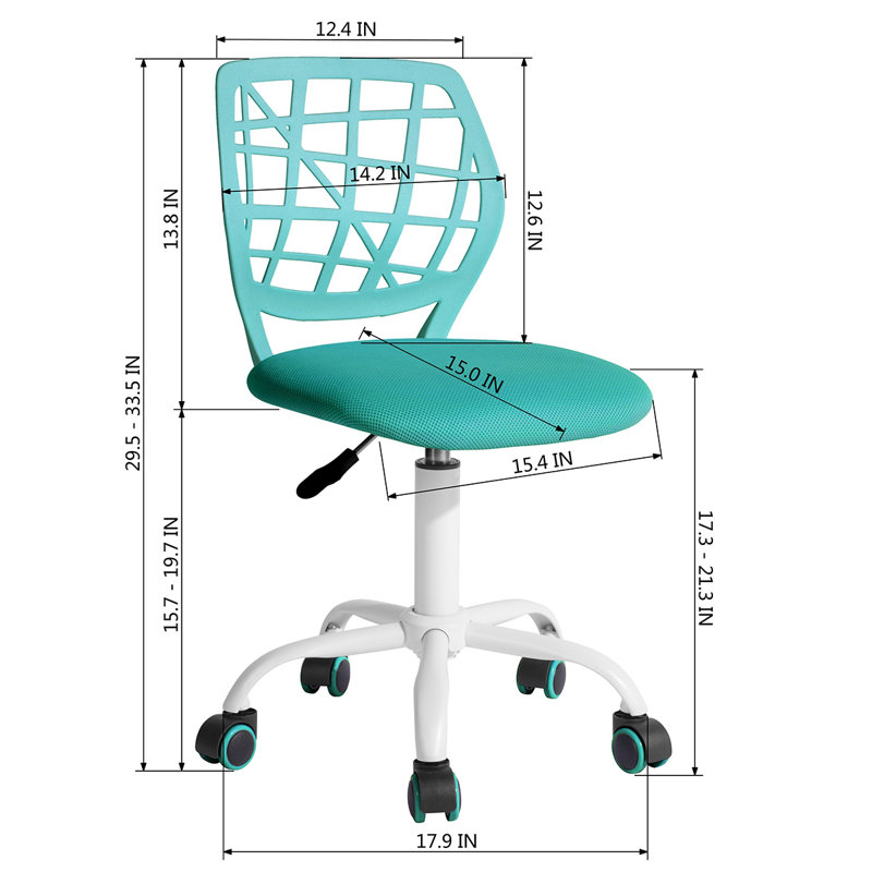 Chaise de bureau pivotante réglable Sisk, Turquoise